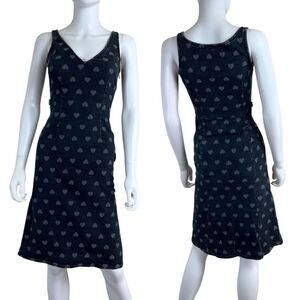 Moschino Size 6 Vintage Cotton Novelty Heart Y2K Denim Jean Mini Dress Bodycon